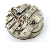 1800s J F Boutte Key Wind 3 Finger Bridge Small Pocket Watch Movement & Dial