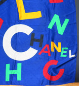 Large Vintage Chanel Silk Cruise Collection Colourful Scarf Shawl, 88cm