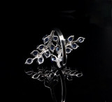 Vintage Ceylon Sapphire Set 14k White Gold Spray Cluster Ring sz M Val $3815