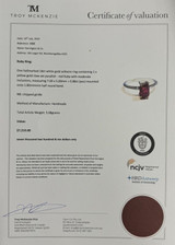 Natural 0.88ct Emerald Cut Ruby Handmade 18k White Gold Ring Size N.5 Val $7211