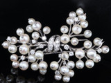 French Platinum 1.44cttw Diamond & Cultured Pearl Set Bouquet Brooch Val $14410