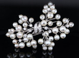French Platinum 1.44cttw Diamond & Cultured Pearl Set Bouquet Brooch Val $14410