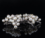 French Platinum 1.44cttw Diamond & Cultured Pearl Set Bouquet Brooch Val $14410