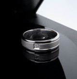 Gentleman's Diamond Set 9K White Gold Ring Size U Val $2155
