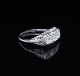 Vintage Three Diamond 14k White Gold Ring Size O1/2 Val $3150