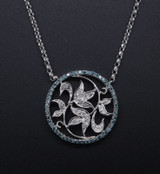 Blue & White Diamond Set 14K White Gold 41cm Necklace Val $4140