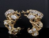 Vintage 2.68 cttw Diamond Set 18ct Gold Organic Style Earrings 20.7g Val $16790