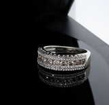 1.39cttw Diamond Cluster 14k White Gold Band / Ring Size N Val $5260