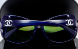 Vintage 2000s Chanel CC Navy Blue Sun Glasses in Original Case