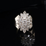 Vintage 1.55ct Cognac Diamond Cluster Set 14k Yellow Gold Ring Size S Val $6080