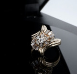 Vintage 0.48ct G Vs Diamond Cluster Set 14k Yellow Gold Ring Size I Val $4150