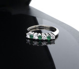 Vintage Emerald & G Vs Diamond Set 14k White Gold Eternity Ring Size P Val $3090