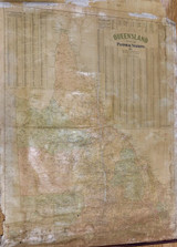 RARE Early 1900s HUGE 2m x 1.4m QLD Pastoral Stations Wall Hanging Map