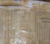 RARE Early 1900s HUGE 2m x 1.4m QLD Pastoral Stations Wall Hanging Map