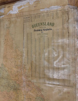 RARE Early 1900s HUGE 2m x 1.4m QLD Pastoral Stations Wall Hanging Map