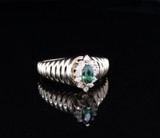 Vintage Emerald & F Si Diamond Set 14k Yellow Gold Cluster Ring Size L Val $3080