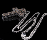 Vintage 14k White Gold 1.00ct Cognac Diamond Set Cross & Chain Valuation $5165