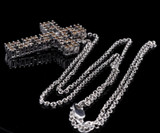 Vintage 14k White Gold 1.00ct Cognac Diamond Set Cross & Chain Valuation $5165