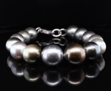 A Vintage Peacock Coloured Tahitian Pearl 11.5mm-14.0mm Bracelet Val $10500
