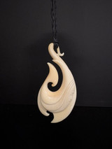 Maui’s Fish Hook Carved Sperm Whale Tooth Pendant/ Necklace