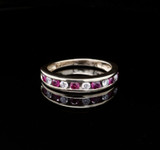 Vintage Ruby & Diamond Channel Set 14k Yellow Gold Band Size L1/2 Val $2620
