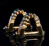 A Rare Pair Of Vintage French 18k Gold Sapphire Gentleman’s Stirrup Cufflinks