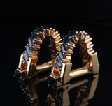 A Rare Pair Of Vintage French 18k Gold Sapphire Gentleman’s Stirrup Cufflinks