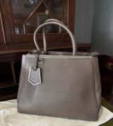 Auth. Fendi Patent Vitello Leather Medium Elite 2 Way Tote Bag
