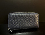 Auth. Gucci Micro GG Leather Double Zip Wallet