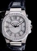 Patek Philippe Nautilus 18k Gold 34.5mm Factory Diamond Set Watch + Box 7010G