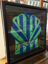 Shane Dye Framed Under Glass Horse Racing Jockey Silks & Whip 1999