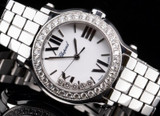 Auth. Chopard Factory Diamond Bezel 30mm Happy Sport 5 Floating Watch Ref 8509