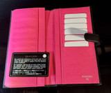 Authentic Chanel Black Leather Cambon Long Wallet + Card