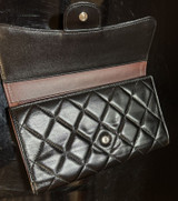 Chanel Black Quilted Leather Classic Flap Continental Wallet + Card