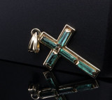 Vintage Emerald Set 14k Gold Cross Pendant Val $2290. Beautiful