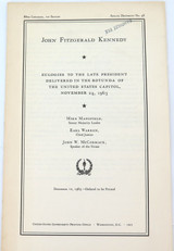 November 24, 1963 RARE JFK Eulogies Official US Government Pamphlet.