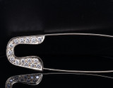 A Large 14K Yellow Gold 1.00ct G Vs Diamond set Safety Pin Brooch Val $6550