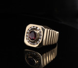 A Gentlemen’s 14K Gold Ruby & Diamond Set Mens Flat Top Ring sz N Val $5570
