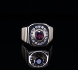 A Gentlemen’s 14K Gold Ruby & Diamond Set Mens Flat Top Ring sz N Val $5570
