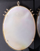 Vintage Large Blister Pearl Ruby & Diamond Set 14k Gold Pendant Val $2235