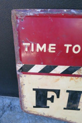 RARE / LARGE 1946 AMERICAN FISK TIRES GARAGE / DEALERS EMBOSSED SIGN. 