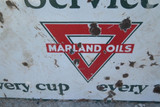 SCARCE pre 1929 AMERICAN MARLAND OILS / GAS STATION Heavy ENAMEL SIGN.