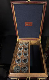 Willam Evans Oak Leather Bound Whiskey Case - 10 Glass Drinking Set