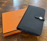 Auth. Hermes Dogon GM Duo Black Togo Wallet Mint In Box