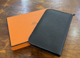 Auth. Hermes Dogon GM Duo Black Togo Wallet Mint In Box