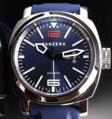 Auth. Panzera Aquamarine 45 200m Blue Dial Steel Wristwatch Box Docs A45-01