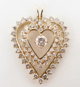 .A Large 14K Yellow Gold & 4.50ct Diamond Set Heart Cluster Pendant Val $16775