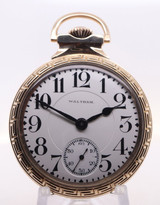 Antique 1918 Waltham Vanguard Model 1908 10k G/F 23J 16s O/F Pocket Watch