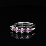 Vintage 0.50 cttw Ruby & Diamond Set Platinum Eternity Ring Size K Val $4730