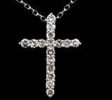 Vintage 14K White Gold 1.28ct Diamond Set 2.8cm Cross Pendant Valuation $3455